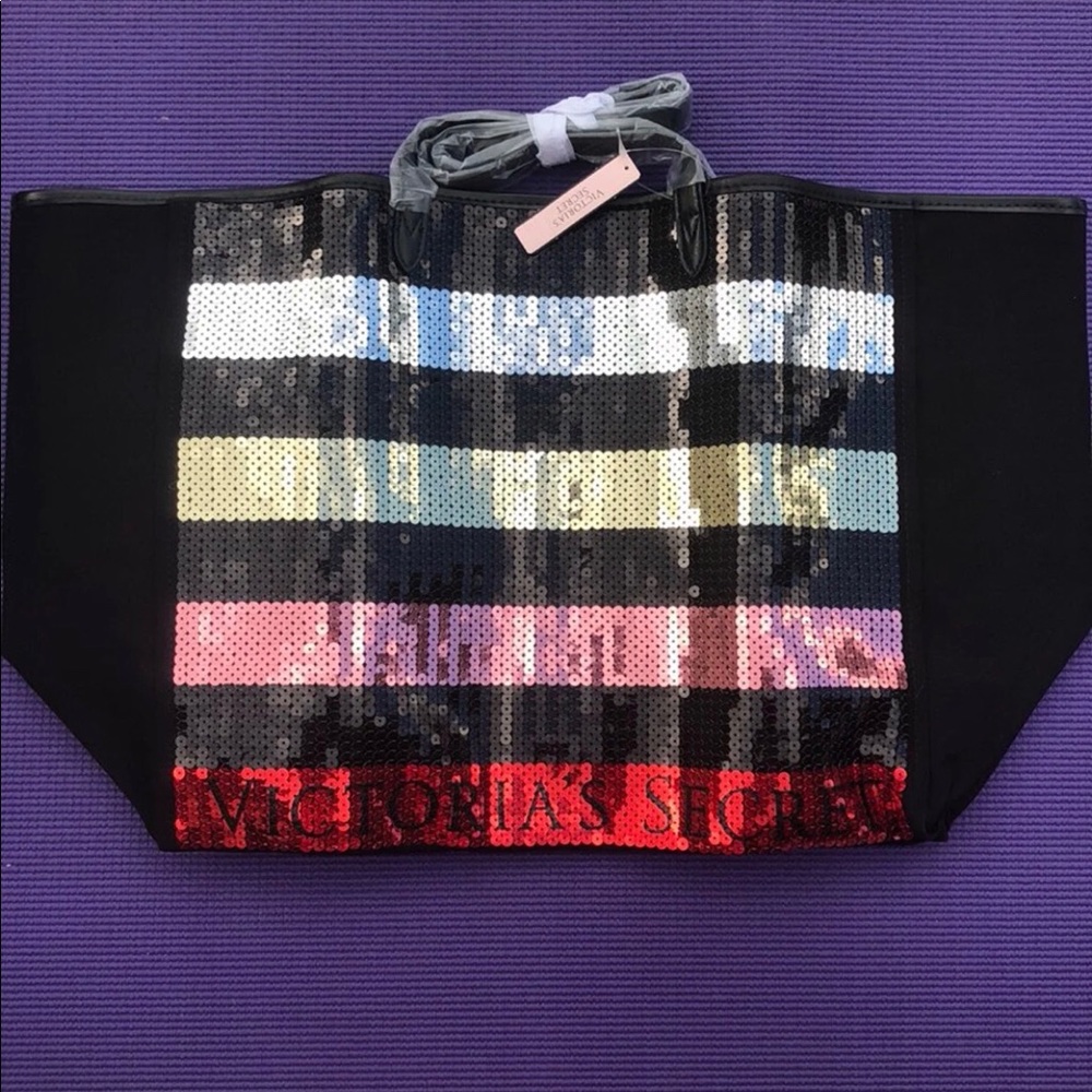 Victoria Secrets Large Black Sequin Tote